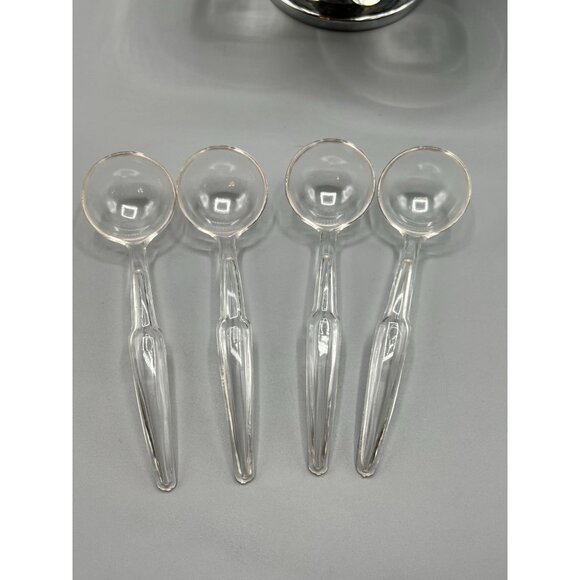 Vtg Chrome & Teak Lazy Susan Carousel Condiment Server w/ 4 Glass Bowls & Spoons - Picture 6 of 10